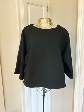MAX STUDIO Women's Black Boxy Boatneck Top - Classic Minimal Style